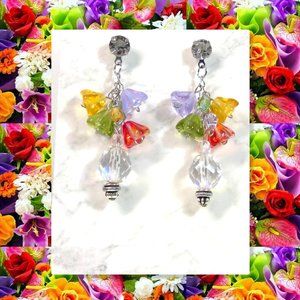 Cascading Bouquet Earrings Gifts for her Crystal Jewelry colorful spring earring